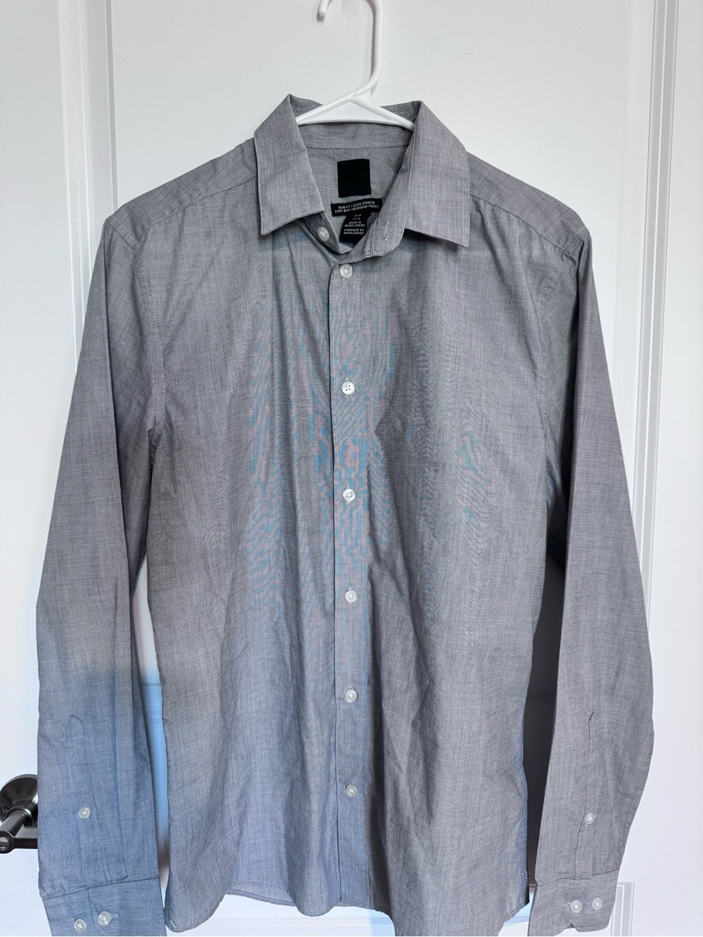 H&M Men's Light Grey Button-Up Dress Shirt